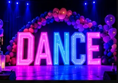 Illustrative LED lettering for dance events
